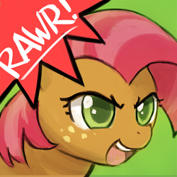 Size: 500x500 | Tagged: safe, artist:lumineko, part of a set, babs seed, earth pony, pony, adorababs, avatar, cute, female, filly, open mouth, rawr, rawrvatar, solo