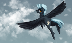 Size: 1380x832 | Tagged: safe, artist:hoofboot, derpibooru import, thunderlane, flying, solo