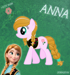 Size: 863x926 | Tagged: safe, artist:doragoon, derpibooru import, anna, clothes, disney, frozen (movie), ponified, solo