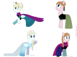 Size: 3509x2600 | Tagged: safe, artist:raissaspina, derpibooru import, 1840s, 19th century, anna, clothes, coronation dress, dress, elsa, frozen (movie), monologue in the comments, ponified, request