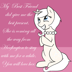 Size: 3500x3500 | Tagged: safe, artist:ivorylace, artist:katiespalace, derpibooru import, oc, oc only, oc:ivory lace, pony, unicorn, ask, dialogue, female, grin, mare, necklace, smiling, solo, text, tumblr