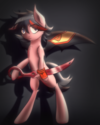 Size: 2404x3000 | Tagged: safe, artist:hitelf, kill la kill, ponified, ryuko matoi, scissor blade, senketsu, solo