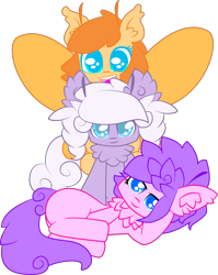 Size: 1884x2369 | Tagged: safe, artist:flowertartanon, oc, oc only, oc:dandelion, oc:flowertart, mothpony, original species, filly, simple background, transparent background