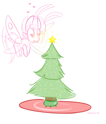 Size: 800x933 | Tagged: safe, derpibooru import, oc, oc only, mothpony, original species, christmas tree, heart eyes, moth pony general, solo, tree