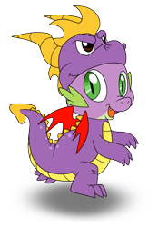 Size: 651x936 | Tagged: safe, artist:perfectpinkwater, spike, dragon, clothes, costume, cute, inception, solo, spike as spyro, spyro the dragon