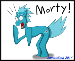 Size: 952x776 | Tagged: safe, artist:zombiesoul, blue, hilarious in hindsight, ponified, rick and morty, rick sanchez, scientist, solo