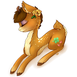 Size: 1024x1024 | Tagged: safe, artist:grandifloru, oc, oc only, oc:clover bud, deer pony, original species, flower, solo