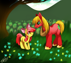 Size: 1518x1336 | Tagged: safe, artist:opalacorn, apple bloom, big macintosh, earth pony, pony, male, stallion