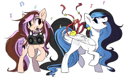 Size: 3456x2179 | Tagged: safe, artist:sutexii, oc, oc only, earth pony, pegasus, pony, bell, female, mare, ribbon