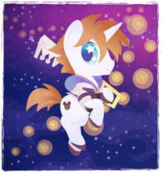 Size: 1018x1072 | Tagged: safe, artist:disfiguredstick, pony, unicorn, kingdom hearts, ponified, solo, sora