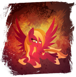 Size: 901x916 | Tagged: safe, artist:rariedash, oc, oc only, oc:fire soul, pegasus, pony, cutie mark, female, hooves, lineless, mare, prone, smiling, solo, spread wings, wings