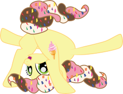 Size: 6792x5178 | Tagged: safe, artist:benybing, oc, oc only, earth pony, food pony, original species, absurd resolution, frontbend, happy, ice cream, simple background, soft serve, solo, sprinkles, transparent background, vector