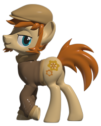 Size: 800x1000 | Tagged: safe, artist:clawed-nyasu, oc, oc only, oc:kurtis clockwork, earth pony, pony, 3d, clothes, hat, simple background, solo, transparent background