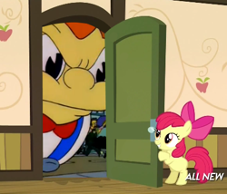 Size: 425x363 | Tagged: safe, apple bloom, somepony to watch over me, apple closet, door, exploitable meme, lard lad, meme, the simpsons