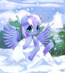 Size: 1000x1119 | Tagged: safe, artist:solar-slash, oc, oc only, pegasus, pony, snow, snowfall, solo