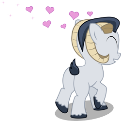 Size: 4000x4004 | Tagged: safe, artist:matty4z, rumble, goat, absurd resolution, colt, cute, goatified, heart, horns, plot, ram, simple background, solo, species swap, transparent background, vector