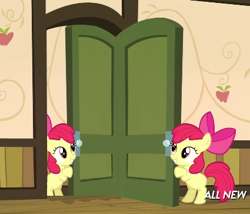 Size: 425x363 | Tagged: safe, apple bloom, somepony to watch over me, apple closet, door, exploitable meme, meme