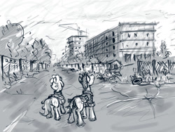 Size: 1024x768 | Tagged: safe, artist:agm, earth pony, pegasus, pony, abandoned, sketch