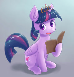 Size: 950x1000 | Tagged: safe, artist:ninjaham, twilight sparkle, twilight sparkle (alicorn), alicorn, pony, book, female, looking at you, mare, new crown, solo, tiara