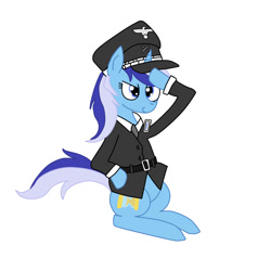 Size: 1321x1320 | Tagged: safe, artist:mrfulp, artist:weoweno, minuette, clothes, salute, solo, uniform