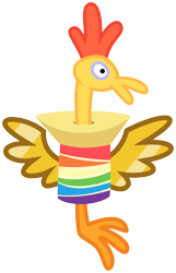 Size: 642x995 | Tagged: safe, artist:poniiandii, boneless, pinkie pride, fusion, rainbow thread, rubber chicken, simple background, svg, transparent background, vector, wonderbolt badge