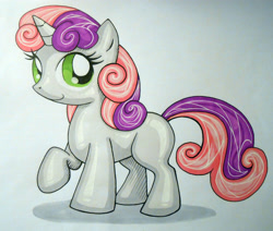Size: 3738x3168 | Tagged: safe, artist:foxbeast, sweetie belle, pony, unicorn, female, filly, solo, traditional art, white coat