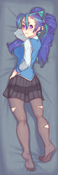 Size: 590x1769 | Tagged: safe, artist:figgot, aria blaze, human, body pillow, body pillow design, clothes, humanized, school uniform, schoolgirl, solo, starswirl academy, starswirl academy uniform, torn clothes