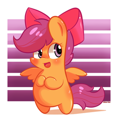 Size: 2400x2500 | Tagged: safe, artist:mister-yaoi, scootaloo, pony, somepony to watch over me, bipedal, bow, chibi, cute, cutealoo, solo, style emulation