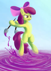 Size: 1000x1400 | Tagged: safe, artist:fantdragon, apple bloom, pony, bipedal, paint, paintbrush, solo