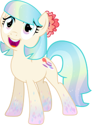 Size: 3000x4081 | Tagged: safe, artist:theshadowstone, coco pommel, :d, faic, rainbow power, rainbow power-ified, simple background, solo, transparent background, vector