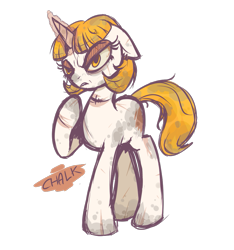 Size: 911x972 | Tagged: safe, artist:inlucidreverie, oc, oc only, oc:chalkhold, pony, unicorn, angry, dirty, female, injured, magic, mare, messy, messy mane, simple background, solo, transparent background