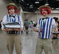 Size: 2886x2681 | Tagged: safe, flam, flim, human, cosplay, flim flam brothers, irl, irl human, photo