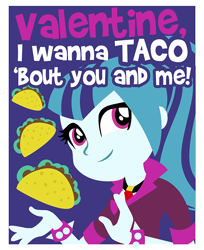 Size: 736x900 | Tagged: safe, artist:pixelkitties, sonata dusk, equestria girls, food, pun, solo, sonataco, taco, valentine, valentine's day