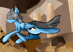 Size: 3023x2161 | Tagged: safe, artist:starshinefox, oc, oc only, oc:silent shield, running, solo, temple