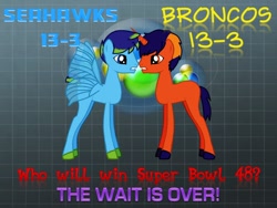 Size: 720x540 | Tagged: safe, artist:j4lambert, pony creator, american football, denver broncos, new jersey, new york, nfl, now kiss, ponified, seattle seahawks, super bowl, super bowl xlviii, title, trophy, vince lombardi