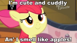 Size: 853x478 | Tagged: safe, apple bloom, pinkie apple pie, adorabloom, bronybait, cute, image macro, roflbot, solo