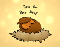 Size: 1355x1061 | Tagged: safe, artist:marsminer, oc, oc only, oc:venus spring, chibi, fluffy, peep, peepsleep, sleeping, solo