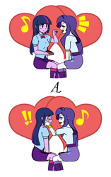 Size: 1200x1907 | Tagged: safe, artist:acesrockz, rarity, twilight sparkle, equestria girls, blushing, chocolate, comic, female, food, heart, imminent kissing, lesbian, rarilight, shipping, sweatdrop