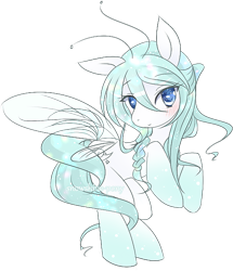 Size: 506x589 | Tagged: safe, artist:snowshine-pony, oc, oc only, oc:snow shine, breezie, pegasus, pony, blushing, fairy, solo, species swap