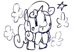 Size: 818x573 | Tagged: safe, artist:wishdream, sweetie belle, cute, diasweetes, flash, monochrome, sketch, solo