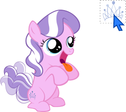 Size: 1290x1146 | Tagged: safe, artist:magerblutooth, diamond tiara, behaving like a dog, cursor, cute, diamondbetes, eyes on the prize, open mouth, panting, simple background, smiling, solo, tail wag, tongue out, transparent background, vector