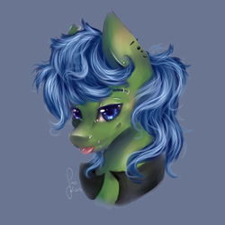 Size: 2000x2000 | Tagged: safe, artist:saoiirse, oc, oc only, :p, bust, looking at you, painting, piercing, portrait, smiling, solo, tongue out