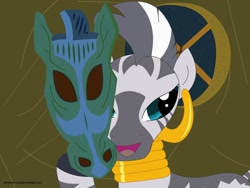 Size: 1024x768 | Tagged: safe, artist:almond-rose, zecora, zebra, mask, solo