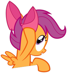 Size: 6000x6465 | Tagged: safe, artist:byteslice, scootaloo, somepony to watch over me, absurd resolution, apple bloom's bow, bow, simple background, solo, transparent background, vector