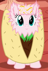 Size: 231x339 | Tagged: safe, artist:mixermike622, oc, oc only, oc:fluffle puff, clothes, costume, food costume, solo, taco