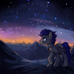 Size: 500x500 | Tagged: safe, artist:tracymod, oc, oc only, oc:night air, pegasus, pony, male, night, pony a day, scenery, sky, solo, stallion, twilight (astronomy)