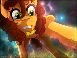 Size: 1764x1323 | Tagged: safe, artist:featherblot, cheese sandwich, earth pony, pony, brown mane, male, orange coat, solo, stallion