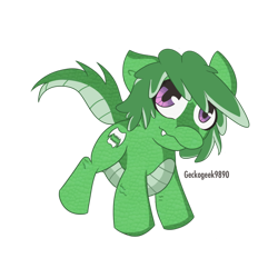 Size: 894x894 | Tagged: safe, artist:geckogeek, gummy, pony, green coat, green mane, ponified, simple background, solo, transparent background