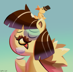 Size: 567x562 | Tagged: safe, artist:captain64, wild fire, duck, classy, duckling, hat, monocle, moustache, solo, top hat