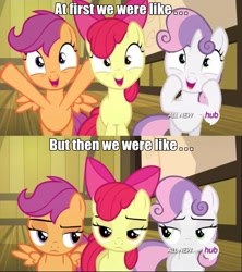 Size: 1089x1226 | Tagged: safe, screencap, apple bloom, scootaloo, sweetie belle, somepony to watch over me, cutie mark crusaders